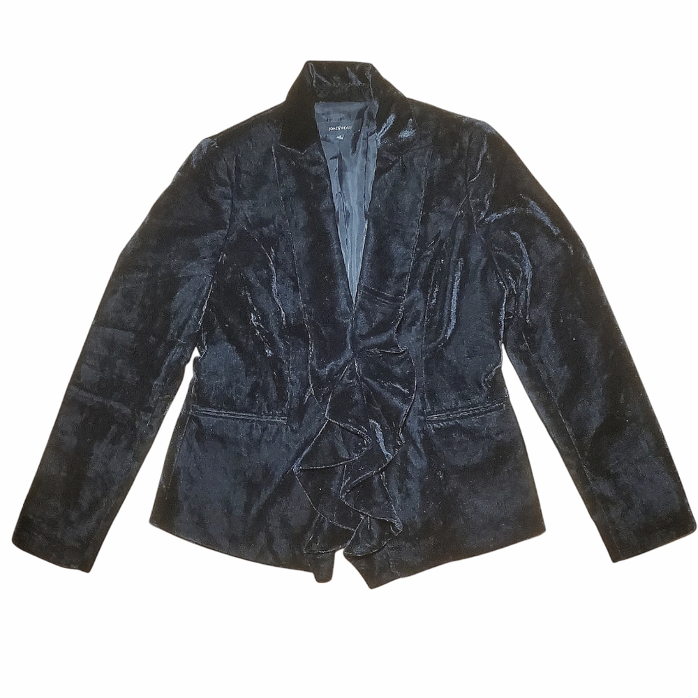 VINTAGE black velvet frill blazer